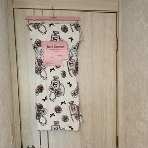 Juicy Couture White Pink & Black Perfume Bottle Plush Throw